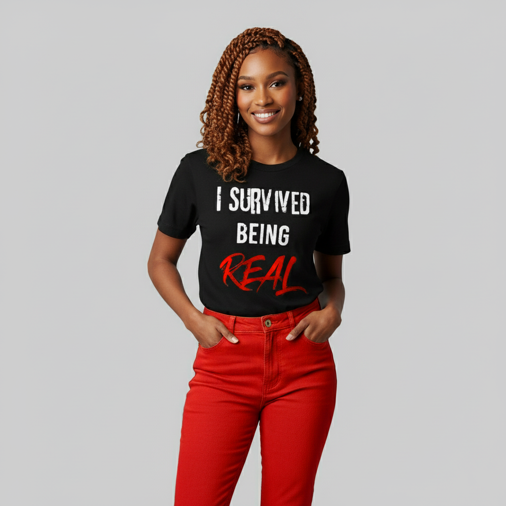 I Survived Being Real Classic Tee - Black